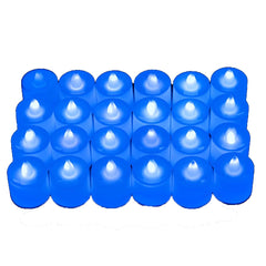 Kuber Industries LED Tea Light Candles for Home Decor |Battey Operated |Yellow Light |Diwali Lights for Decoration,Along with Festivities & Parties|B0-051702B (Candle with Blue) Set of 24 (Pack of 6)
