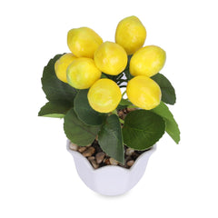 Kuber Industries Artificial Plants for Home D�cor|Natural Looking Indoor Fake Plants with Pot|Artificial Flowers for Decoration-Pack of 6 (Yellow)