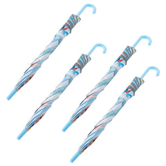 Kuber Industries Disney Frozen Print Umbrella For Kids|Automatic Umbrella For Rain-Pack of 4 (Sky Blue)
