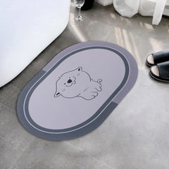 Homestic Bath Mat | PVC Bathroom Mat | Shower Bath Mat | Floor Tub Mat | Diatom Mud Oval Mat | Anti-Skid Shower Bathroom Mat | CF-220804 | Gray