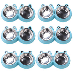 Kuber Industries Dog Food Bowl|Stainless Steel,PVC Material Dog Bowls|Non Slip,Durable,Sturdy,Non Toxic|Perfect Dog Accessories for Indoor & Outdoor Use|A1009B|Pack Of 6|Blue