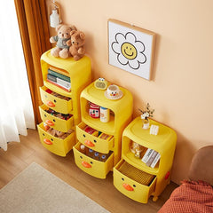 Homestic (Pack of 1) Duck Storage Rack | Large Capacity Trolley Rack For Living Room | Storage Rack For Books | Multipurpose Storage Trolley with Drawers & Wheels For Toys | 518-1 | Yellow