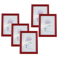 Kuber Industries Photo Frame For Home Décor|Use Horizontal & Vertical|Crystal Clear Glass|Perfect For Home, Office And Shop "16.7x21.8CM"-Pack of 5 (Red)