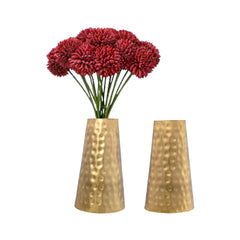 Kuber Industries (Set of 2) Metal Flower Vase Stand for Living Room Corner - Show Pieces for Dining Table - Cone Shaped Vase for Plants Decoration (Gold)