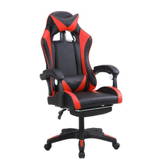 Kuber Industries Ergosmart PC Gaming Chairs with Wheels | Comes with Headrest, Lumbar Support Cushions & Footrest | Comfortable Chair for Long Sitting & Back Pain Relief | 2023-6F-RED-Black & Red