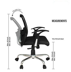 Kuber Industries Ergonomic Office Chairs for Work From Home | Comes with Manual Height Adjustable, Armrest & 2D Lumbar Support | Comfy Study Chair for Students with Wheels | Black