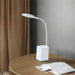 Kuber Industries Monochrome White Pencil Holder Lamp |Rechargeable Table Light with USB|Battery Capacity 1200mAh-Pack of 6 (White)