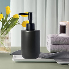Homestic Liquid Soap Dispenser | Handwash Soap Dispenser | Soap Dispenser for Wash Basin | Shampoo Dispenser Bottle | Bathroom Dispenser Bottle | 350 ML | Black