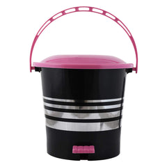 Heart Home Pedal Dustbin|Plastic Pedal Dustbin|Kitchen Waste Paper Bin|Dustbin For Bedroom|Pink Lid 5 Liter Dustbin|Pack of 3 (Black)