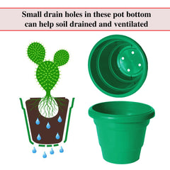 Kuber Industries Solid 2 Layered Plastic Flower Pot|Gamla for Home Decor,Nursery,Balcony,Garden,6"x5",Pack of 10 (Green)