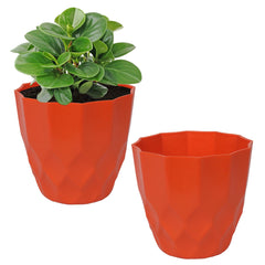 Heart Home Flower Pot | Flower Planter Pots for Indoor | Flower Pots for Outdoor | Pot for Garden & Balcony Flowering | Flower Plants Pot | Barfi Flower Pot | 6 Inch | Pack of 2 | Orange