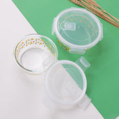 Urbane Home Borosilicate Printed Container With Lid (Round) | JDA050-MUL | Transparent | Pack Of 2