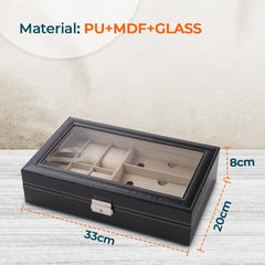 Kuber Industries 6 Slot Watch Storage Box With 3 Slot Glasses organizer|Black|Pack of 5|