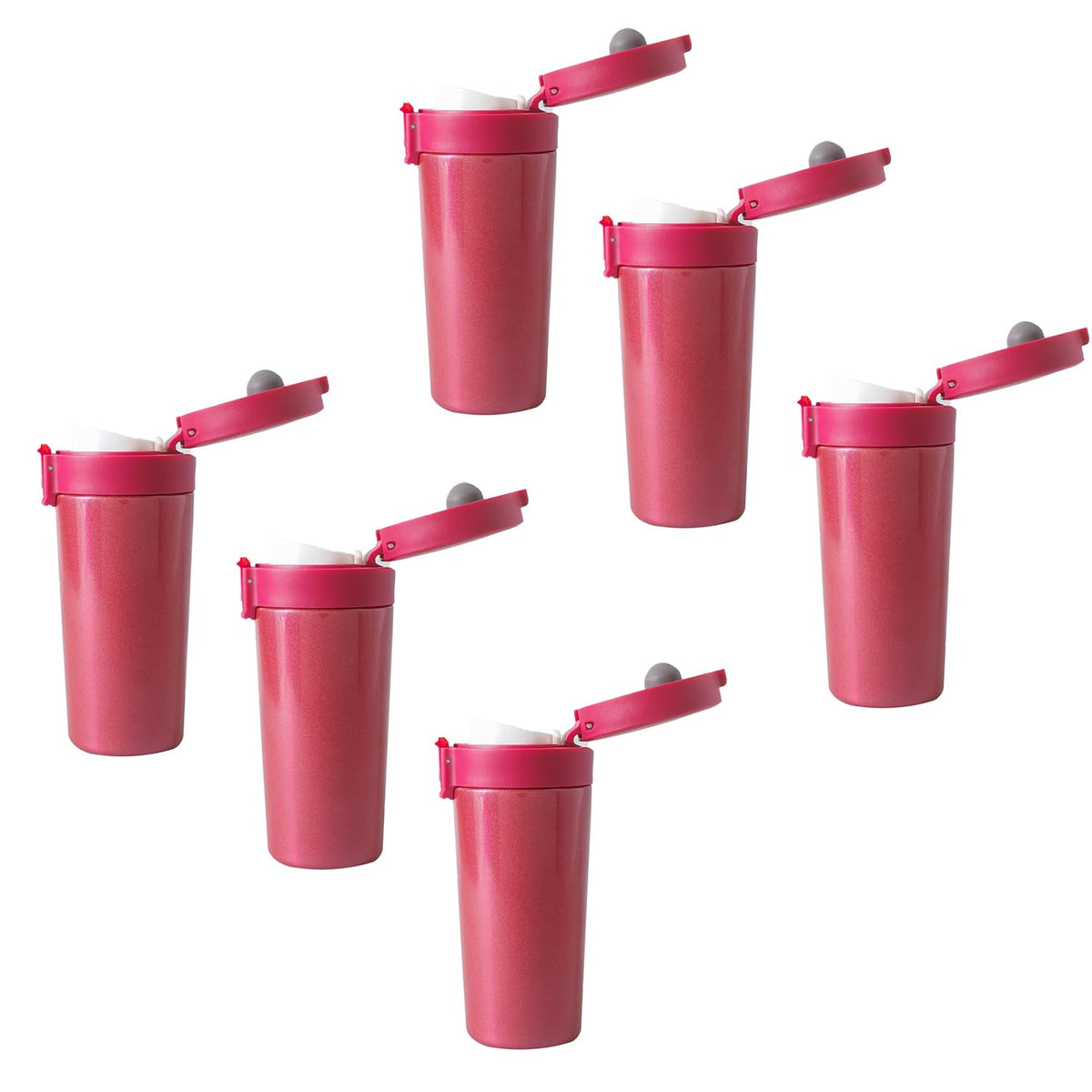 Kuber industries Stainless Steel Insulated Coffee Tumbler with Sipper Lid 380 ML-Pack of 6 (Red)