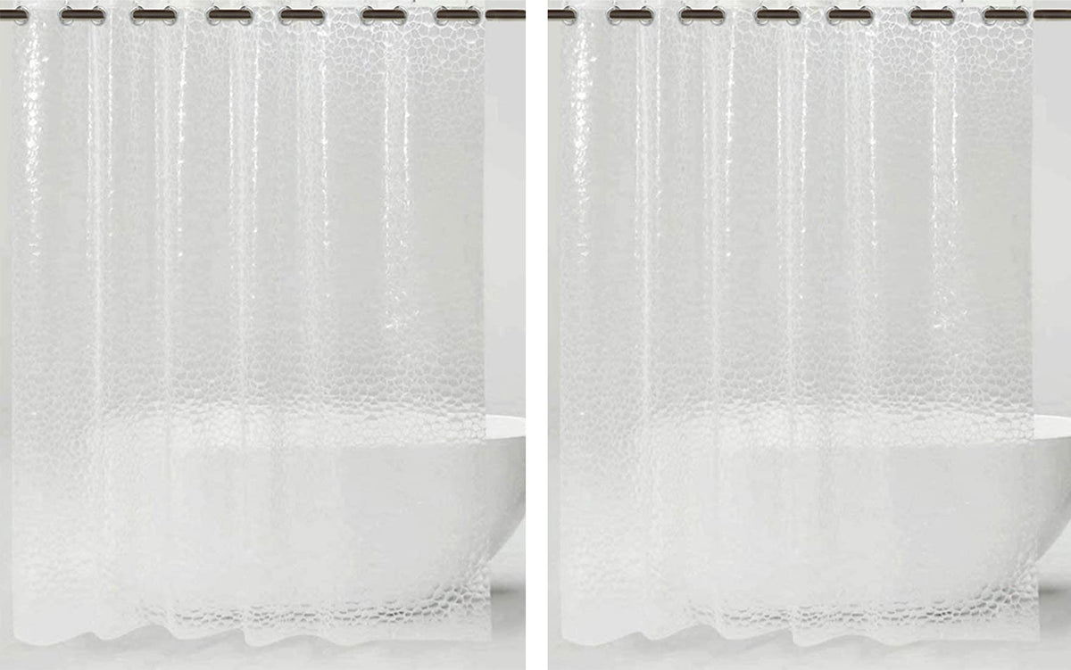 Kuber Industries 0.20mm 3D Stain Resistant, No Odor Clear Waterproof PVC AC Shower Curtain with Eyelets,7 Feet- Pack of 2 (Transparent)-HS_38_KUBMART21303