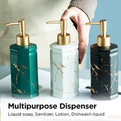 Kuber Industries Liquid Soap Dispenser | Handwash Soap Dispenser | Soap Dispenser for Wash Basin | Shampoo Dispenser Bottle | Bathroom Dispenser Bottle | 9 Piece | Pack of 3 | 350 ml | Black