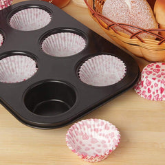 Kuber Industries 6 Slots Non-Stick Cup Cake Tray|Cup Cake Mould for Baking|Idol for Muffin, Small Cake-Pack of 4 (Black)