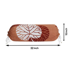 Kuber Industries Flower Printed Bolster Cover|Ideal 16x32 Inch Size|Soft & Smooth Cotton|Deewan Round Pillow Cover|Pack of 2 (Brown)-44KM0136