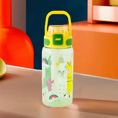 Kuber Industries Pack of 4 Kids Water Bottle With Straw |Sipper Water Bottle For Kids Boys Girls| Water Bottle with Locking Flip Lid | 650 ml | Yellow | SYZ-7782C
