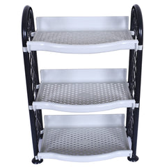 Heart Home Organising Rack| Plastic 3 Shelves Kitchen Storage Stand|Durable Wall Mounted Jar Kitchen Utensils Organizer,Pack of 2 (Blue & Gray)