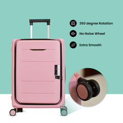 Kuber Industries 20inch Lightweight Collapsible Cabin Trolley Bags with 360 Degree Wheels | Expandable Carry-On Cabin Luggage Suitcase | Lock Foldable Bag for Travel | USHA20P-Rose Pink