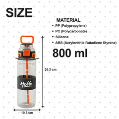 Kuber Industries Pack of 4 Kids Water Bottle With Straw |Sipper Water Bottle For Kids Boys Girls| Water Bottle with Locking Flip Lid | 800 ml |Black | SYZ-7740D