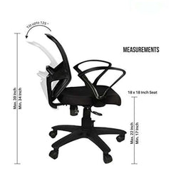 Kuber Industries Ergonomic Revolving Office Chairs for Work From Home | Comes with Manual Height Adjustable & Armrest Support | Comfy Study Chair for Students with Wheels | Black