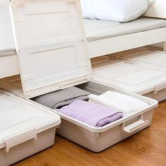 Kuber Industries Large Capacity Underbed Storage Box with Lids and Wheels | Dustproof & Stackable | Rectangular Storage Box | Multipurpose Organizer for Clothes/Toys (96L)