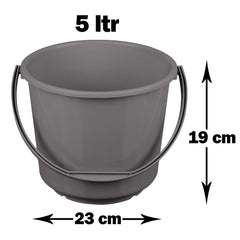 Kuber Industries Bucket | Plastic Bucket for Mopping | Bucket for Cleaning | Storage Container Bucket | Water Storage Bucket | Bathroom Bucket | Plain Bucket | 5 LTR | Gray