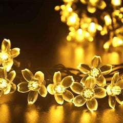 Kuber Industries 2 Pieces 28 Led Direct Plug Crystal Flower Designer 10 Meter String Light for Festivals and Home Decoration, Yellow-CTKTC22929