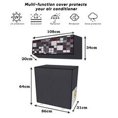 Heart Home Split AC Cover | PVC Square AC Cover | Outdoor Condenser AC Cover | AC Cover for Indoor & Outdoor | AC Cover for Dust Protection | 1.5 Ton Ac Cover | Gray