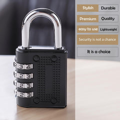 Kuber Industries 4 Digit Combination Padlock|Keyless Luggage Lock-Pack of 2 (Black)