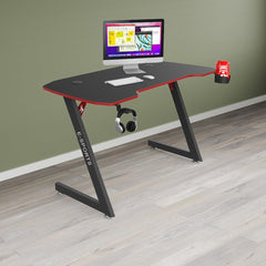 Heart Home Ergonomic Table for Work, Study & Games with Earphone Hook & Cup Holder | Portable Standing Gaming Desk & Laptop Tables for Work from Home & Office | KZ1400BLKSH-Black