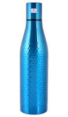 Heart Home Hammered Design Stainless Steel Water Bottle, 1000 ML (Blue)-HS42KUBMART25185