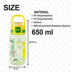 Kuber Industries Pack of 4 Kids Water Bottle With Straw |Sipper Water Bottle For Kids Boys Girls| Water Bottle with Locking Flip Lid | 650 ml | Yellow | SYZ-7782C