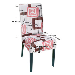 Heart Home Square Printed Elastic Stretchable Polyster Chair Cover for Home, Office, Hotels, Wedding Banquet (White)-50HH0895