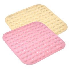 Kuber Industries Bath Mat | PVC Bathroom Mat | Shower Bath Mat | Square Bath Tub Mat | Foot Massager Mat | Anti-Skid Floor Mat | Shower Mat | Pack of 2 | Multi