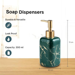 Kuber Industries Liquid Soap Dispenser | Handwash Soap Dispenser | Soap Dispenser for Wash Basin | Shampoo Dispenser Bottle | Bathroom Dispenser Bottle | Pack of 6 | 300 ml | Green
