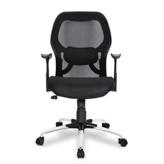 Kuber Industries Ergonomic Office Chairs for Work From Home | Comes with Manual Height Adjustable, Armrest & 2D Lumbar Support | Comfy Study Chair for Students with Wheels | Black