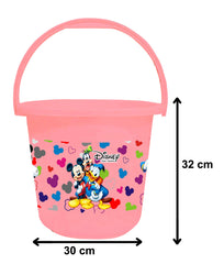 Kuber Industries Disney Team Mickey Print 2 Pieces Unbreakable Virgin Plastic Bathroom Bucket with Mug Set- Pink, (1 Pc 16 LTR Bucket & 1 Pc 500 ML Mug) -HS_35_KUBMARTS17481