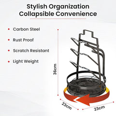 Kuber Industries 3 Layer Pot Lid Holder with Removable Drain Tray| Lid Stand Rack|Heavy Duty Standing Pot Lid Holder|Cooking Pot Lid Organizer|Spoon Rest Holder Pack of 3 (Black)