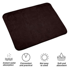 Heart Home Dish Dry Mat | Microfiber Drying Mat | Kitchen Drying Mat | Self Dish Dry Mat | Water Absorbent Kitchen Mat | Embossed Dish Dry Mat | 50x70 | Pack of 2 | Brown
