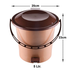 Heart Home Pedal Dustbin|Plastic Pedal Dustbin|Kitchen Waste Paper Bin|Dustbin For Bedroom|5 Liter Dustbin (Coffee)