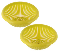 Heart Home Multifunctional Plastic Drain Strainer, Colander, Washing Basket for Home Kitchen Supplies - Pack of 2 (Green)-50HH01863