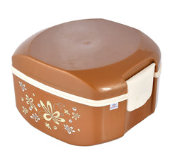 Heart Home Floral Printed Inner Steel Insulated Lunch Box with 1 Steel Pickel Box (Brown) -HS42HEARTH25123
