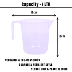 Kuber Industries Bathroom Mug | Plastic Bath Mug for Bathroom | Bath Mug | Mug for Bathroom | Mug for Toilet | Washroom Jug | 111 Bath Mug | 1 LTR | Pack of 6 | Transparent