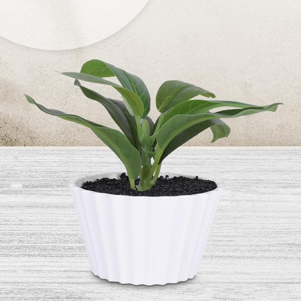 Kuber Industries Artificial Plants for Home Décor|Natural Looking Indoor Fake Plants with Pot|Artificial Flowers for Decoration-Pack of 5 (Green)