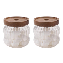 Kuber Industries Borosilicate Glass Jar with Acacia Lid | Kitchen Organizer Items & Storage | Multi-utility, Leakproof, Airtight Storage Jar for Cookies, Snacks, Tea, Coffee, Sugar | Set of 2 | 400ml