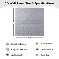 Kuber Industries Foam Brick Pattern 3D Wallpaper for Walls|Easy to Peel, Stick & Remove DIY Wallpaper|Suitable on All Walls|Pack of 2 Sheets, 70 cm X 77 cm