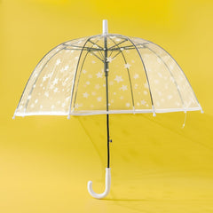Kuber Industries Transparent Umbrella For Men & Women|Automatic Umbrella For Rain-Pack of 6 (White)